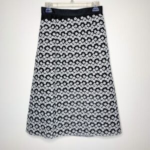 ABS by Allen Schwartz Skirt Black White Mesh NWT A Line Embroidery